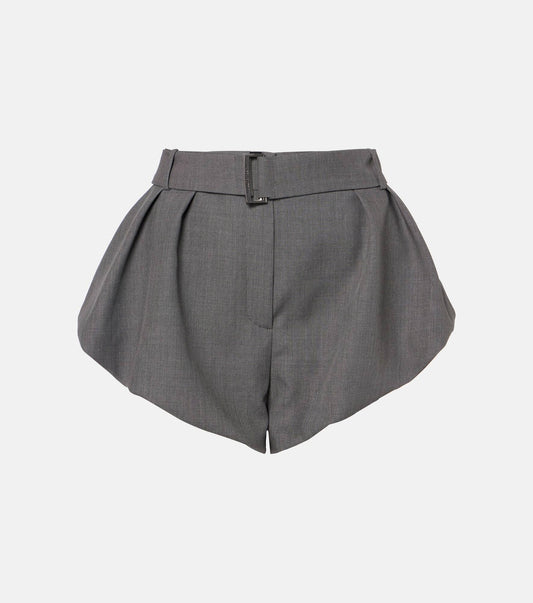 Structured Belted Pleated Shorts