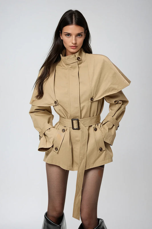 Savora Belted Short Trenchcoat