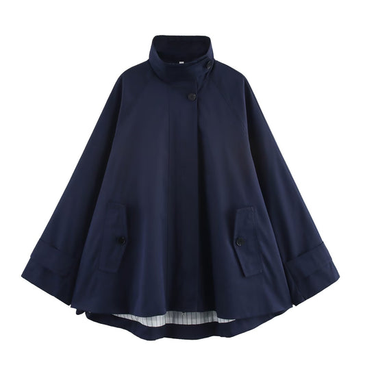 Navy Breeze Oversize Cape Ceket