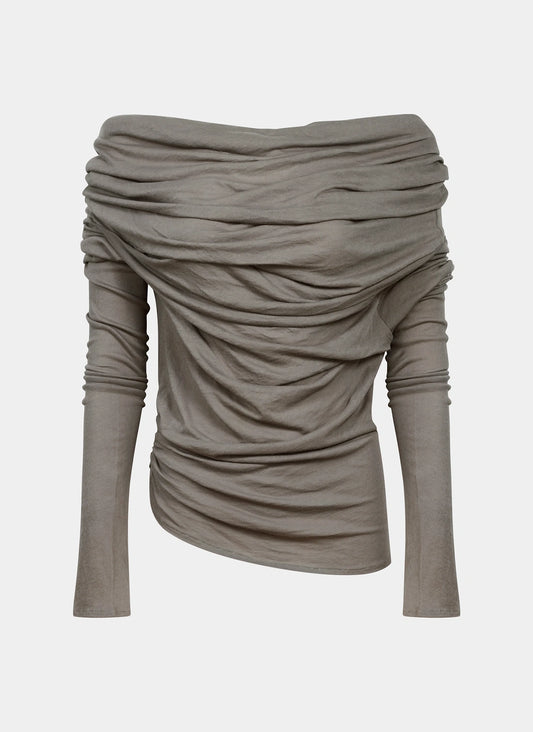 Eclipse Drapeli Off-Shoulder Gri Bluz