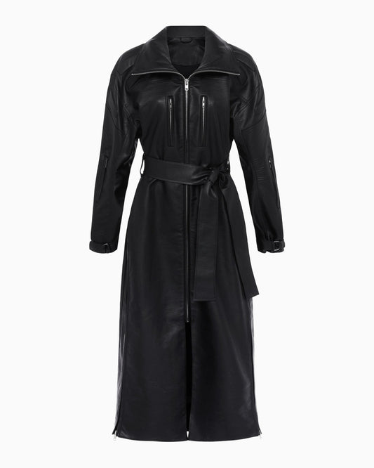 Oversize Deri Maxi Trençkot
